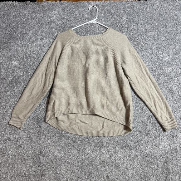 Factory Warmspun Swingy Elbow Patch Sweater Womens Medium Wool Blend Grandpacore - Picture 1 of 9